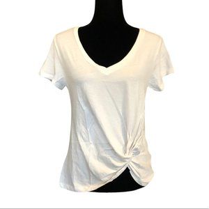 Design Lab White Cropped T-Shirt with front tie
